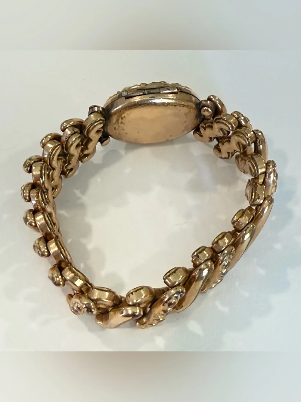 Vintage Rolled Gold Expansion Bracelet Photo Locket Monogram Victorian Style - Picture 10 of 16